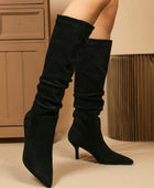 Wrinkled Knee-High Pull-On Boots,