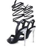 SHEENY CLEAR STILETTO LACE UP SANDAL