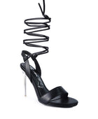 SHEENY CLEAR STILETTO LACE UP SANDAL