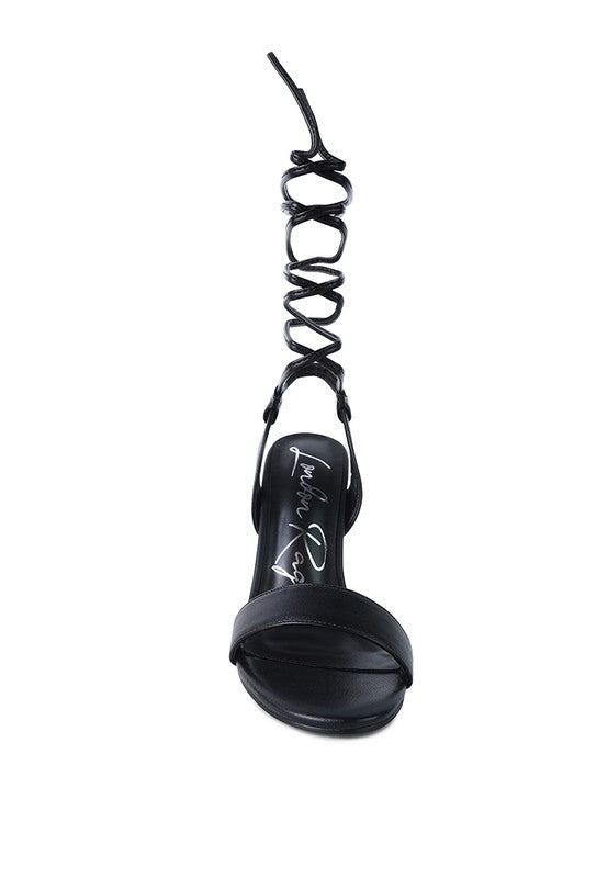 SHEENY CLEAR STILETTO LACE UP SANDAL - Body By J'ne