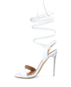 SHEENY CLEAR STILETTO LACE UP SANDAL