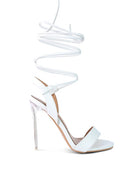 SHEENY CLEAR STILETTO LACE UP SANDAL