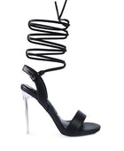 SHEENY CLEAR STILETTO LACE UP SANDAL