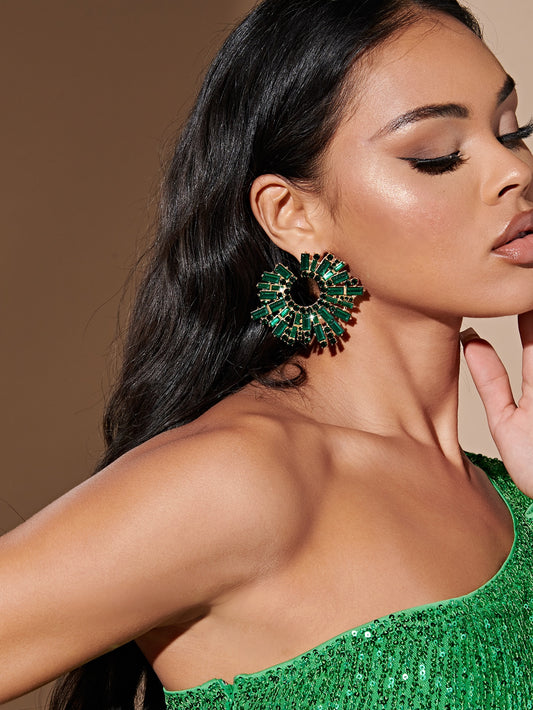 Rhinestone Decor Stud Earrings - Body By J'ne