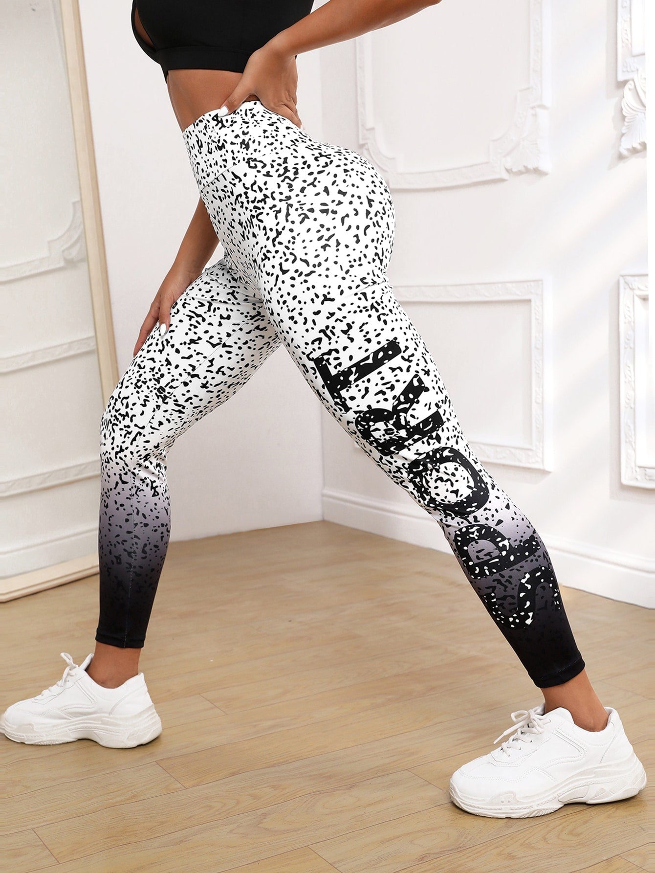 Dalmatian & Letter Graphic Sports Leggings - Body By J'ne