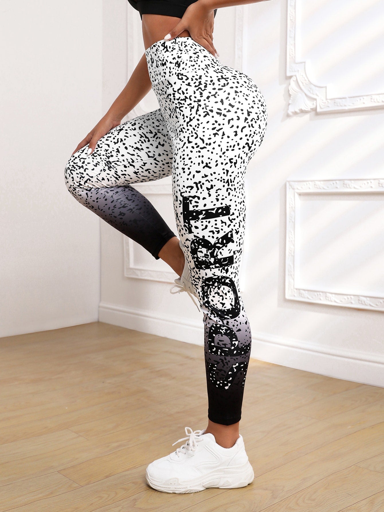 Dalmatian & Letter Graphic Sports Leggings - Body By J'ne