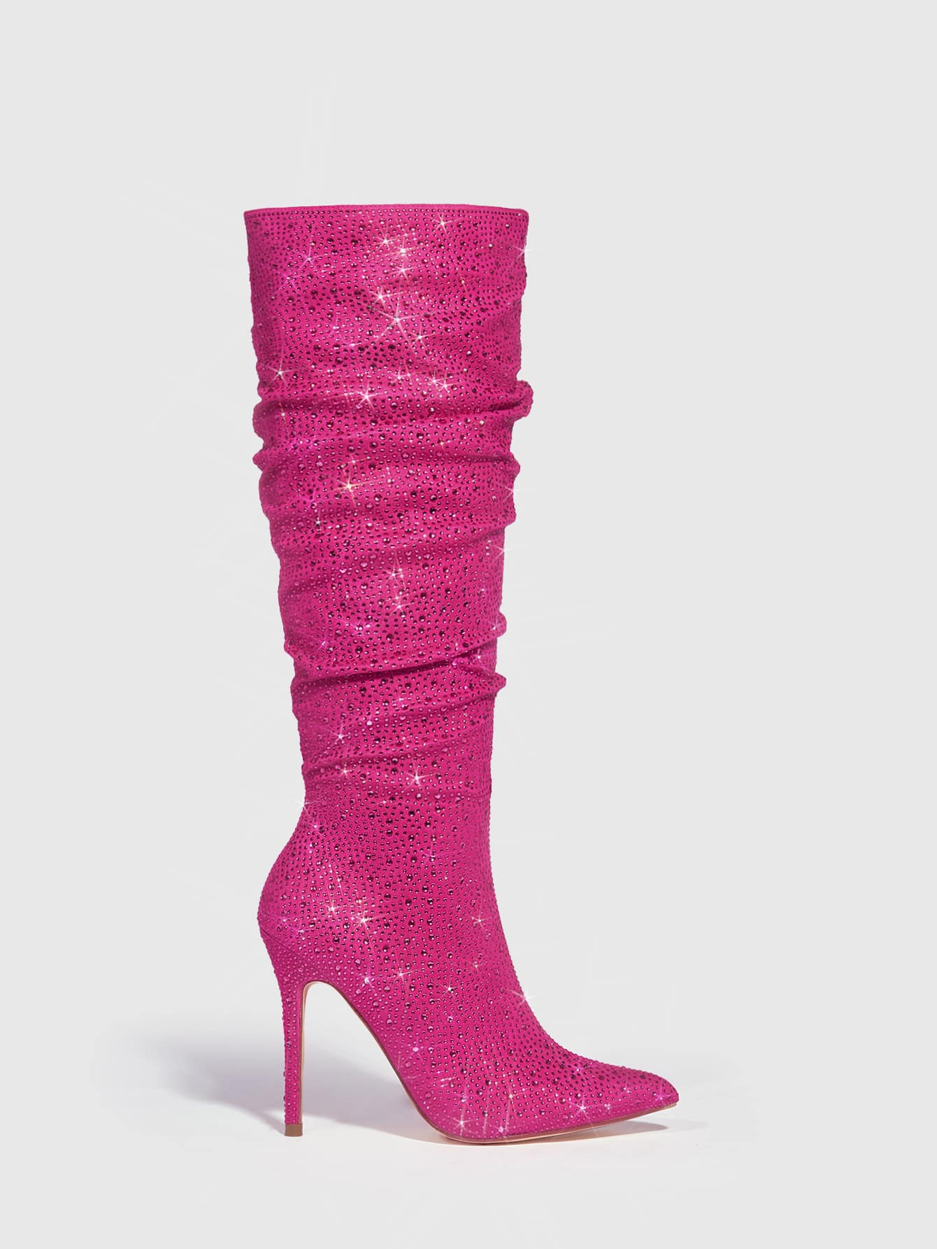 Pink Valentines Rhinestone Stiletto Boots