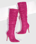 Pink Valentines Rhinestone Stiletto Boots