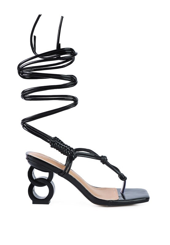 CASSINO THONG LACE UP CHAIN HEEL SANDAL - Body By J'ne