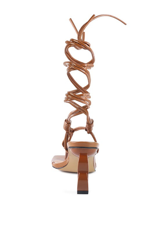 CASSINO THONG LACE UP CHAIN HEEL SANDAL - Body By J'ne