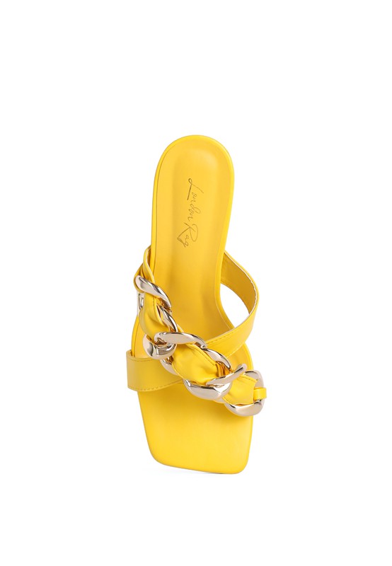 WANDY CLEAR HEEL CHAIN DETAIL SANDALS - Body By J'ne