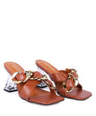 SANDALIAS DE TACON TRANSPARENTE CON DETALLE DE CADENA WANDY