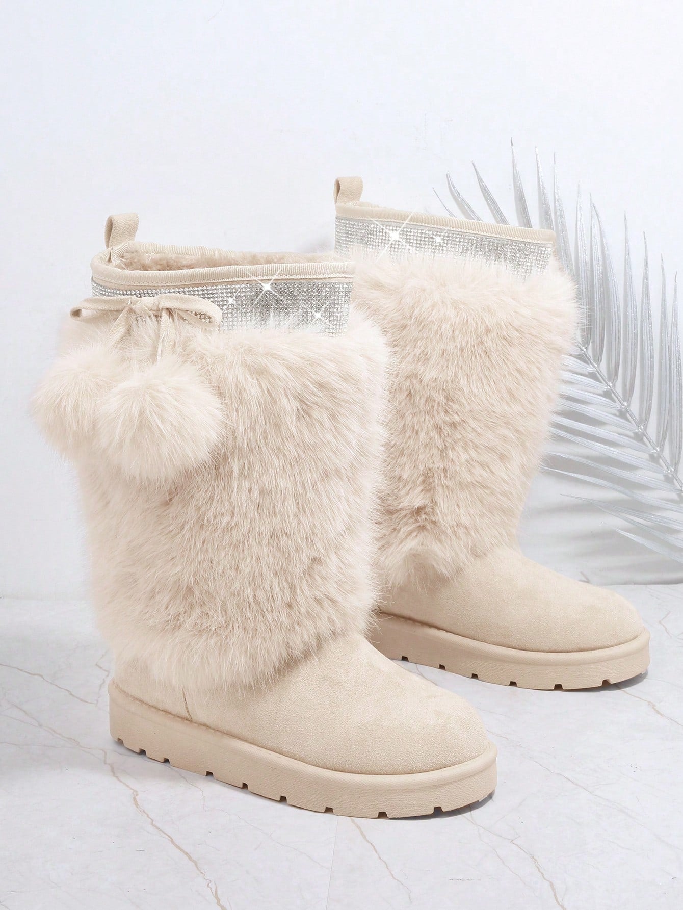 Fuzzy Round Toe Boots