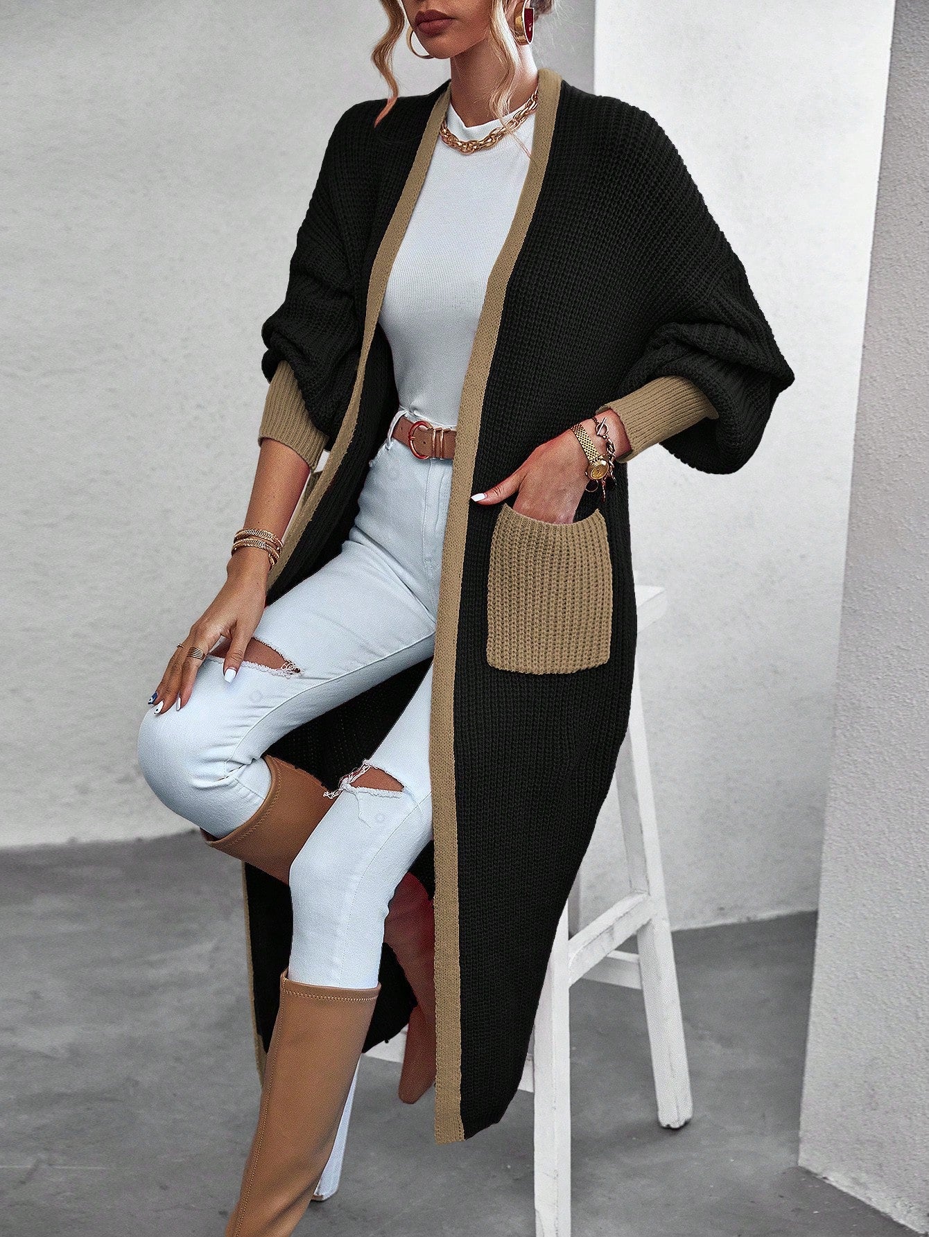 Dual Pocket Drop Shoulder Cardigan