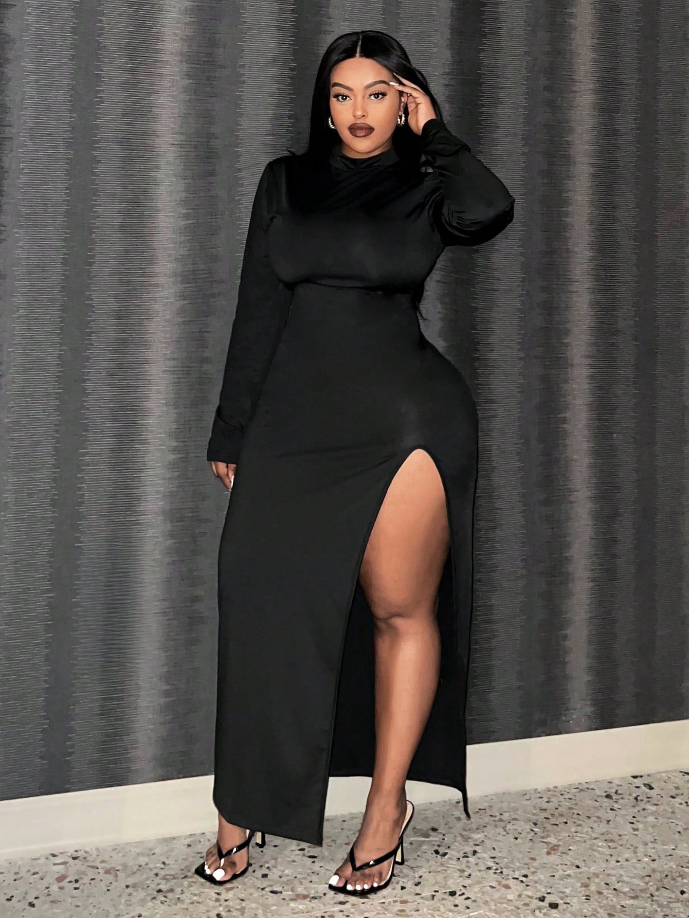 Solid Color Split Dress - Body By J'ne