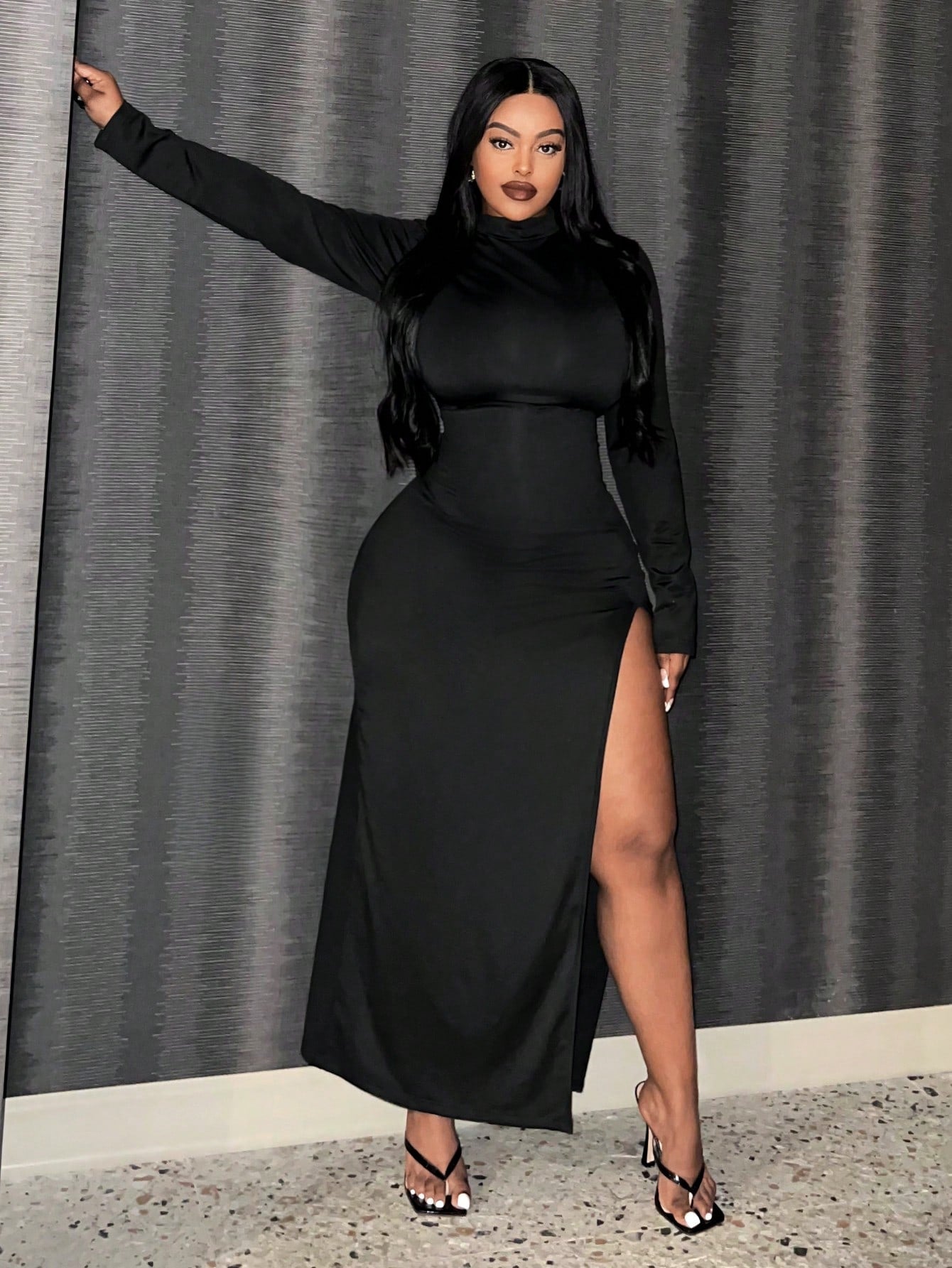 Solid Color Split Dress - Body By J'ne