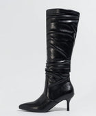 Wrinkled Knee-High Pull-On Boots,