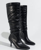 Wrinkled Knee-High Pull-On Boots,