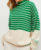 Striped Mock Neck Long Sleeve Sweater