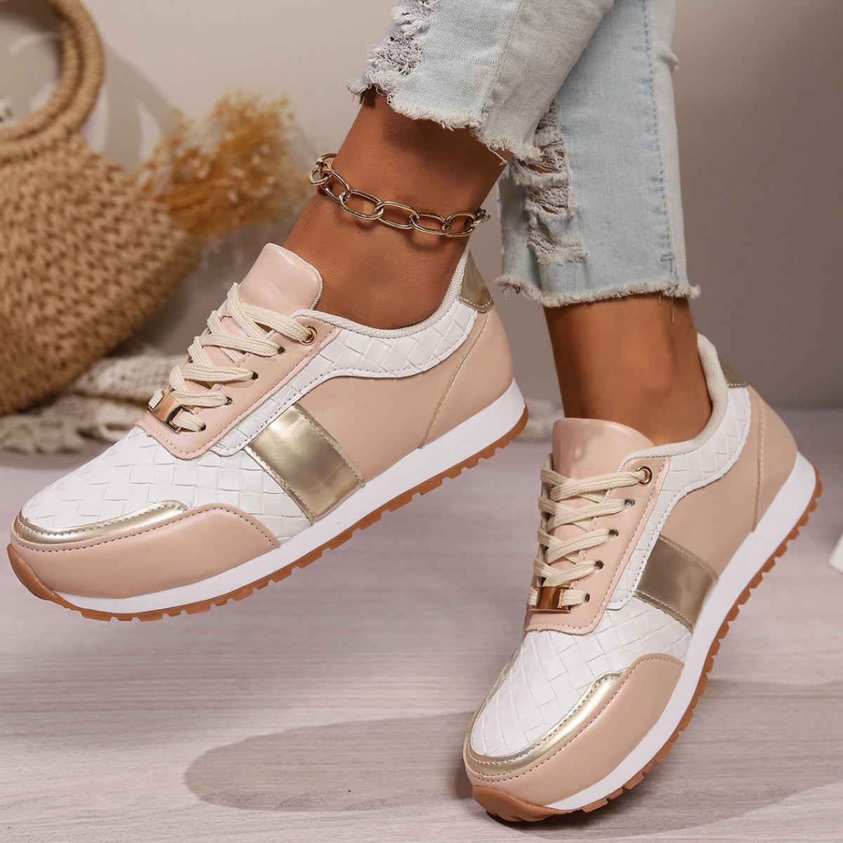 Lace-Up PU Leather Sneakers - Body By J'ne