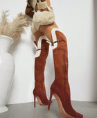 Fuzzy Trim Stiletto Boots