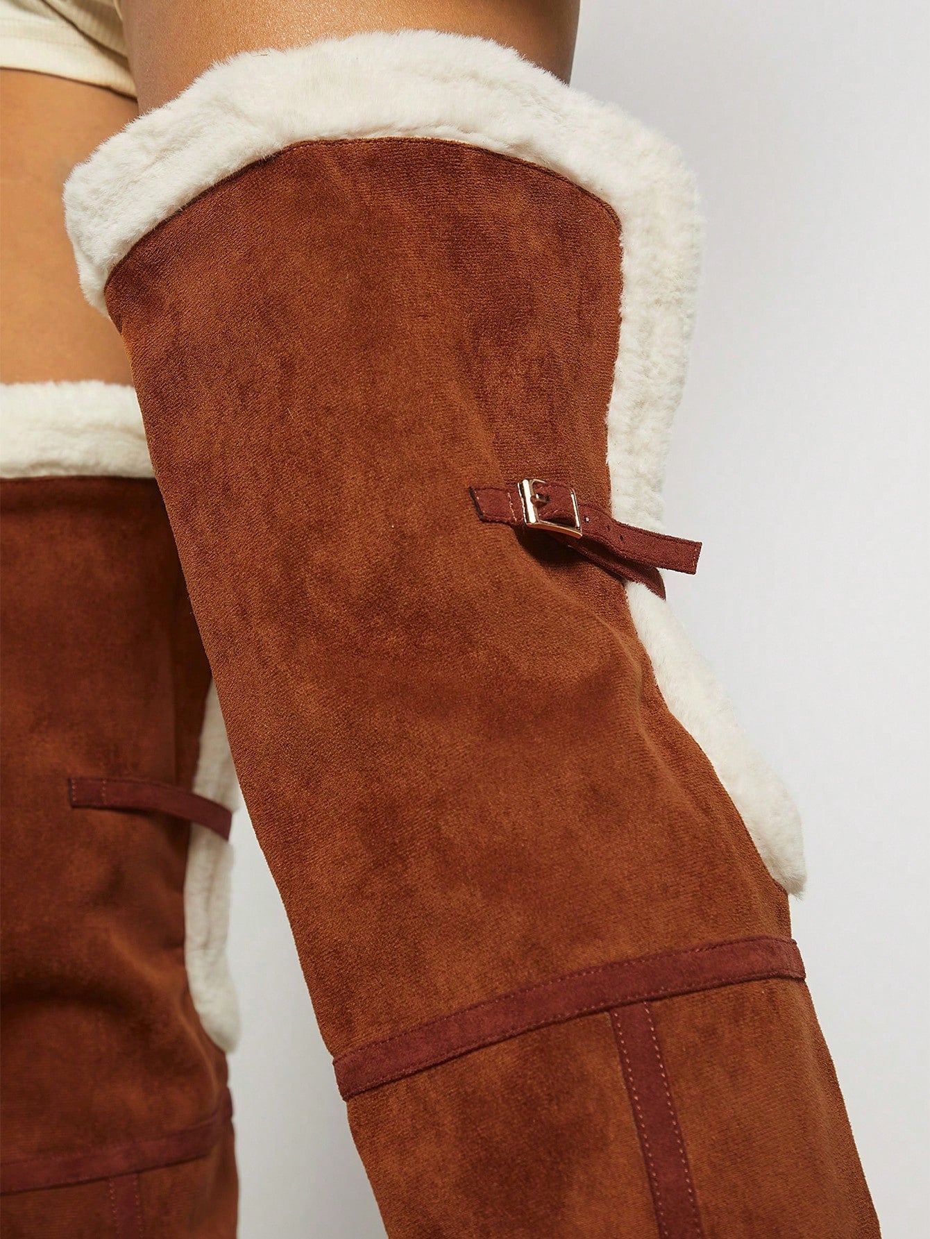 Fuzzy Trim Stiletto Boots