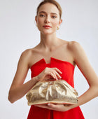 GOLD RUCHED CLUTCH BAG