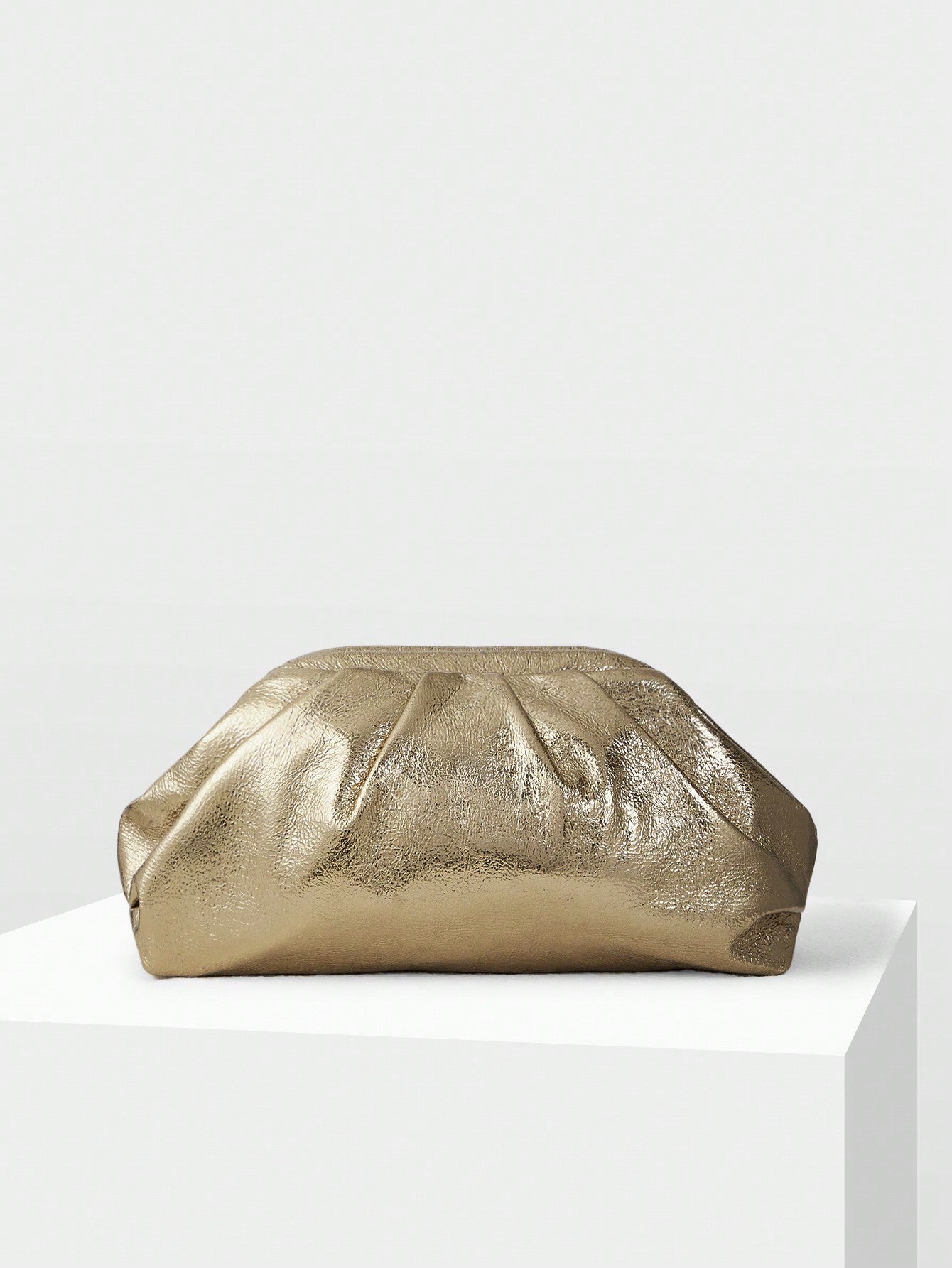 GOLD RUCHED CLUTCH BAG