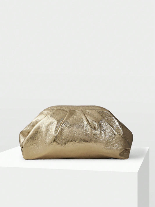 GOLD RUCHED CLUTCH BAG