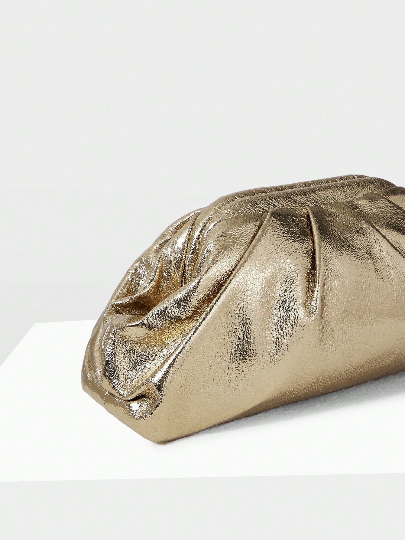 GOLD RUCHED CLUTCH BAG