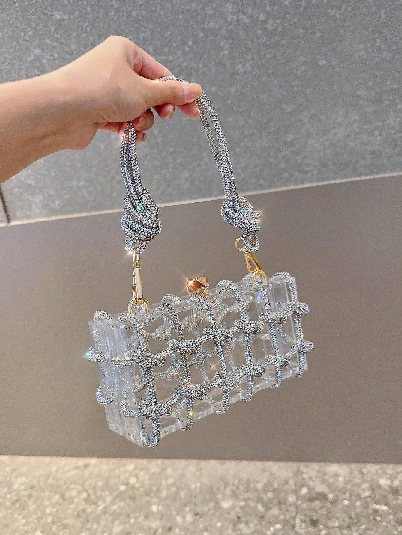 Sparkling Crystal Cord Clutch