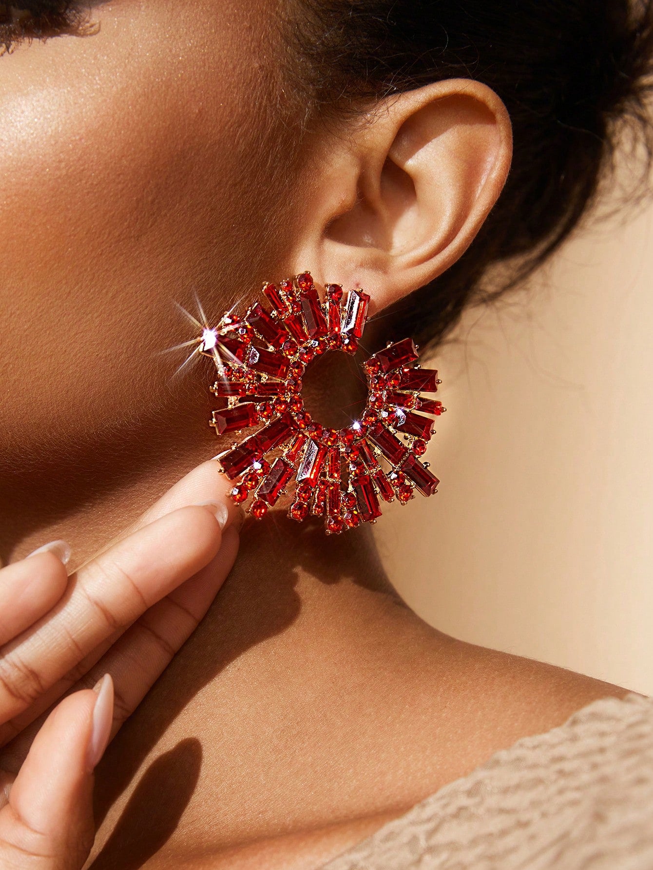 Rhinestone Decor Stud Earrings - Body By J'ne