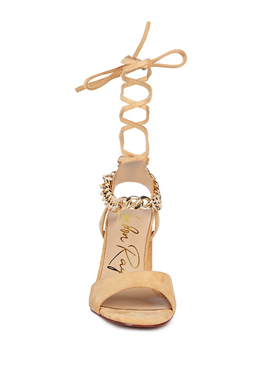Gone Gurl Metal Chain Lace Up Sandals - Body By J'ne