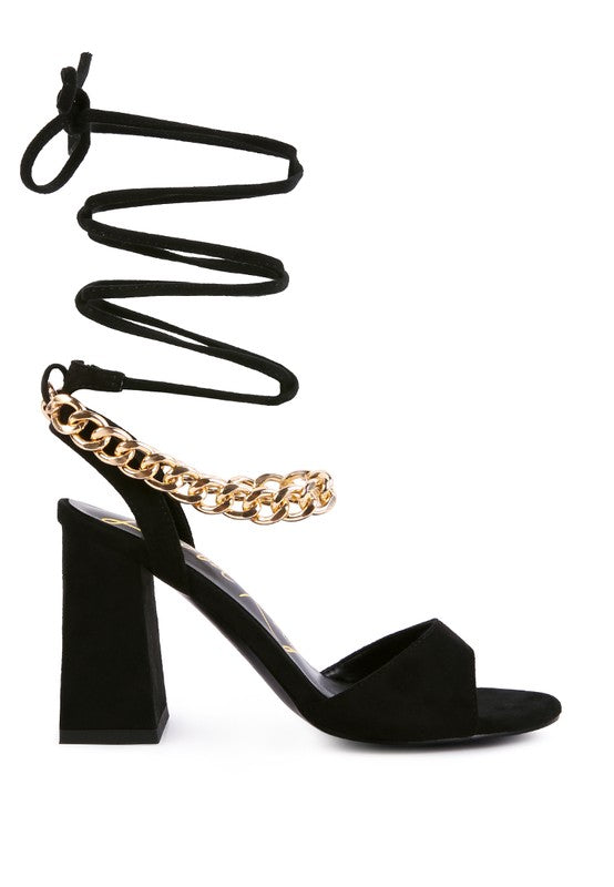 Gone Gurl Metal Chain Lace Up Sandals - Body By J'ne