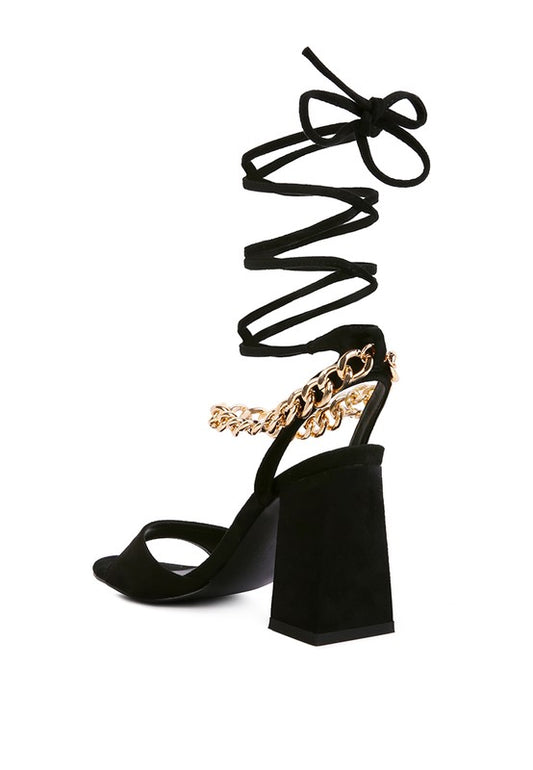 Gone Gurl Metal Chain Lace Up Sandals - Body By J'ne