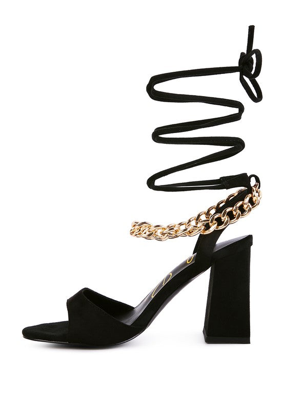 Gone Gurl Metal Chain Lace Up Sandals - Body By J'ne