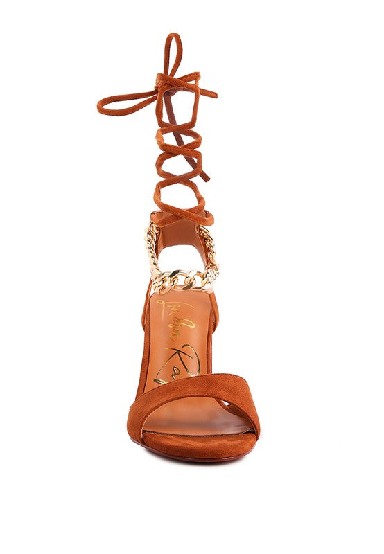 Gone Gurl Metal Chain Lace Up Sandals - Body By J'ne