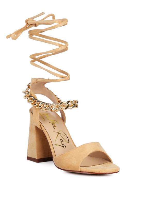 Gone Gurl Metal Chain Lace Up Sandals - Body By J'ne