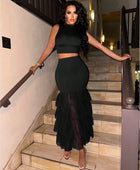 Jordan Mesh Fish Tail Hem Skirt Two Piece Set