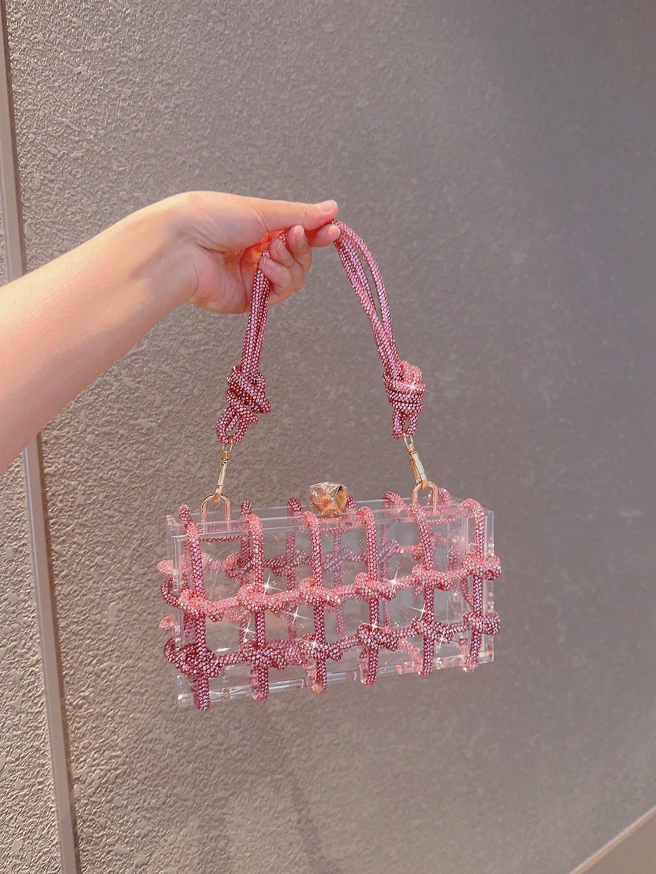 Sparkling Crystal Cord Clutch