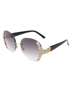 Rimless Round Rhinestone Oversize Sunglasses