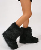 Faux Fur Boot Furry Fluffy Round Toe Boots