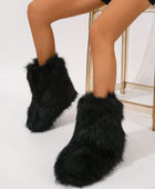 Faux Fur Boot Furry Fluffy Round Toe Boots