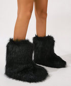 Faux Fur Boot Furry Fluffy Round Toe Boots