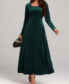 Square Neck Long Sleeve Velvet Dress