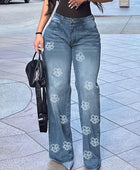 Justine Floral Print Straight Leg Jeans