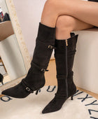 Wrinkled Knee-High Pull-On Boots,