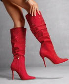 Pink Valentines Rhinestone Stiletto Boots