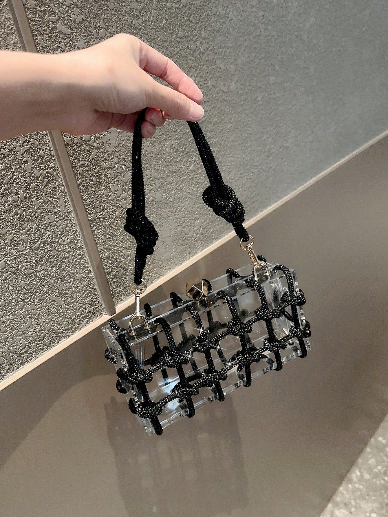 Sparkling Crystal Cord Clutch - Body By J'ne