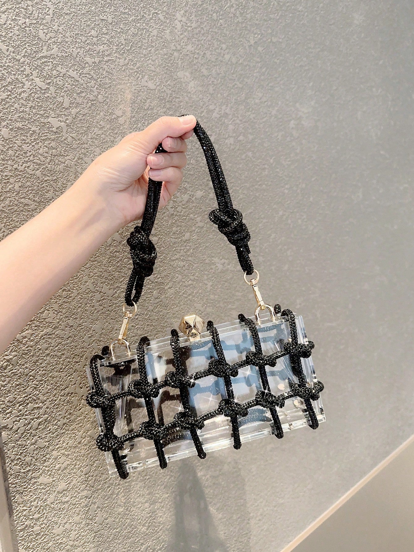 Sparkling Crystal Cord Clutch - Body By J'ne